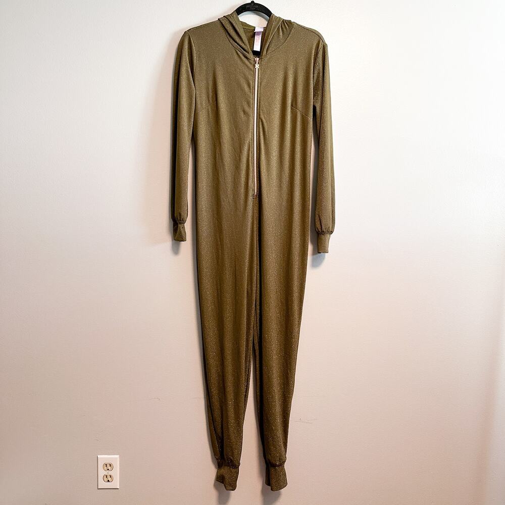 Savage X Fenty “Sleep & Shine” Hooded Shimmer Jumpsuit Green Size M - Picture 6 of 13